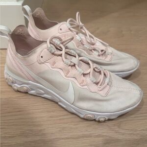 Nike Women's Pink and White Sneakers - Size 8